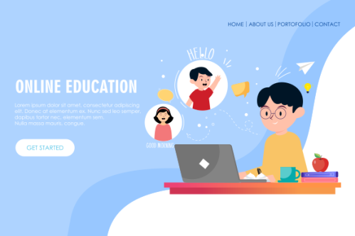 E-learning, online education concept illustration