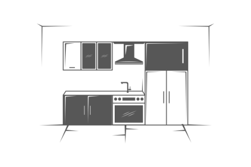 Furniture kitchen room minimalist on white background logo