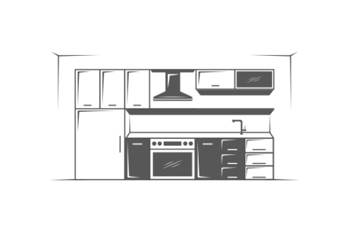 Furniture kitchen room minimalist on white background logo